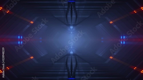 futuristic scifi tunnel 3d render animation loop