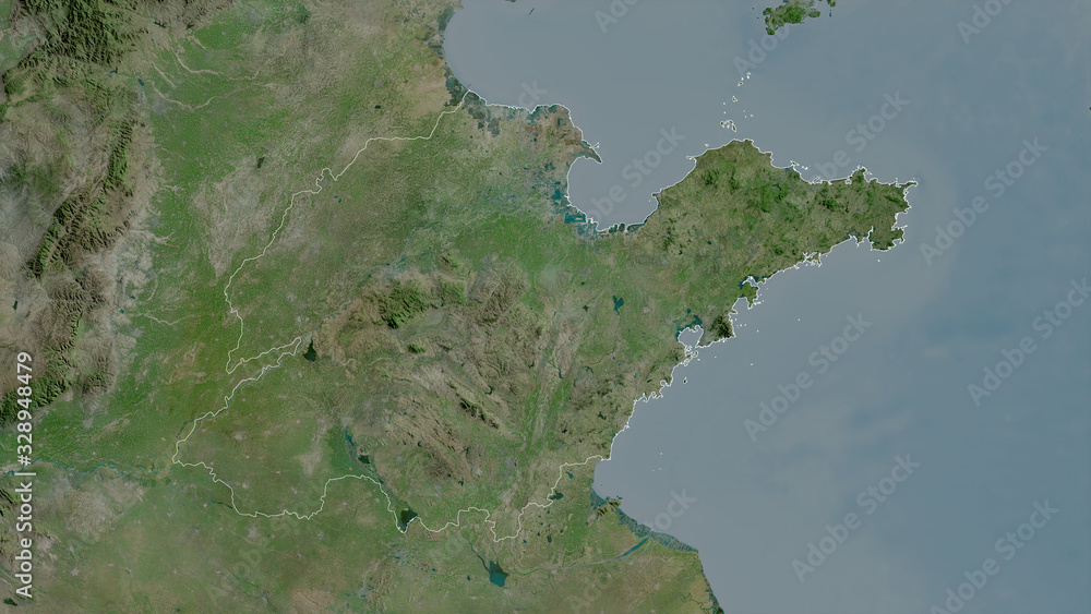 Shandong, China - outlined. Satellite Shandong, China - outlined. Satellite