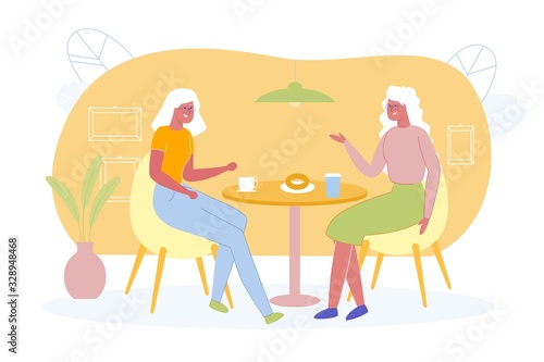 Elderly Women or Grandmothers Meeting in Cafe.