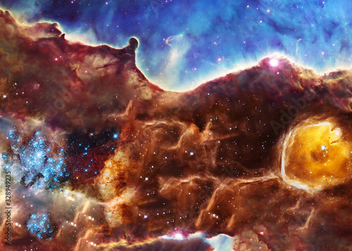 Fototapeta Naklejka Na Ścianę i Meble -  Stardust somewhere in deep space. Grand star-forming region. Science fiction wallpaper. Elements of this image were furnished by NASA.
