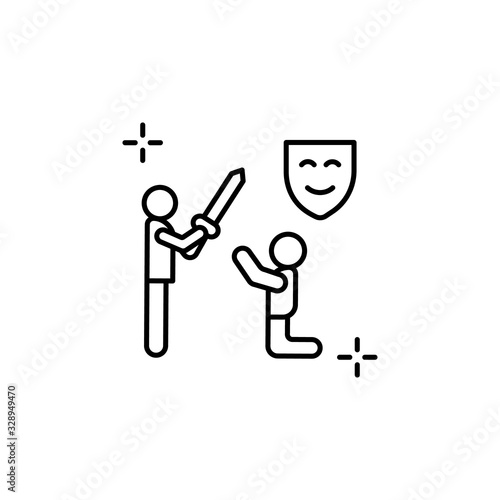 Sword, actors icon. Simple line, outline vector elements of theatre for ui and ux, website or mobile application