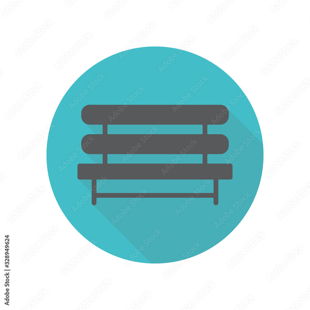 Bench long shadow icon. Simple thin line, outline vector of restaurant icons for ui and ux, website or mobile application Bench long shadow icon. Simple thin line, outline vector of restaurant icons for ui and ux, website or mobile application
