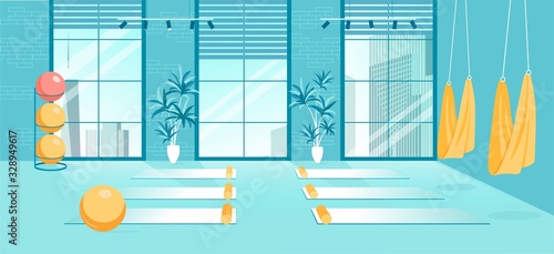 Banner Modern Spacious Gym for Fitness and Yoga.