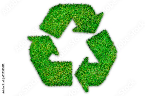 Icono de reciclaje con textura de hierba
