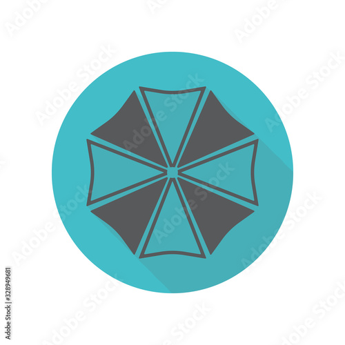 Umbrella on top long shadow icon. Simple thin line, outline vector of restaurant icons for ui and ux, website or mobile application photo
