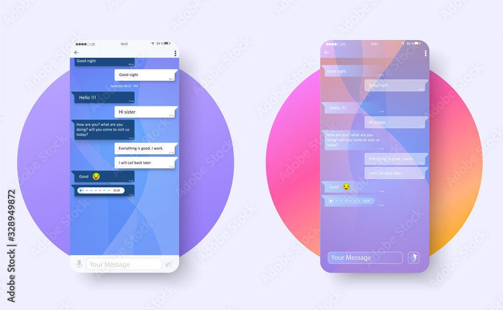 Modern Chat. Flat ui. Messenger chat app template composition with ...