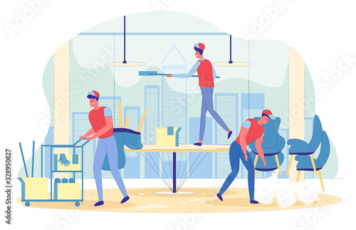 Commercial Team Cleaning Office Professionally