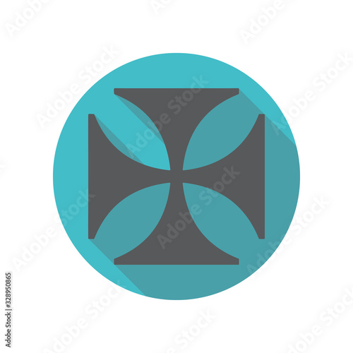 Cross of the knights templar long shadow icon. Simple thin line, outline vector of restaurant icons for ui and ux, website or mobile application