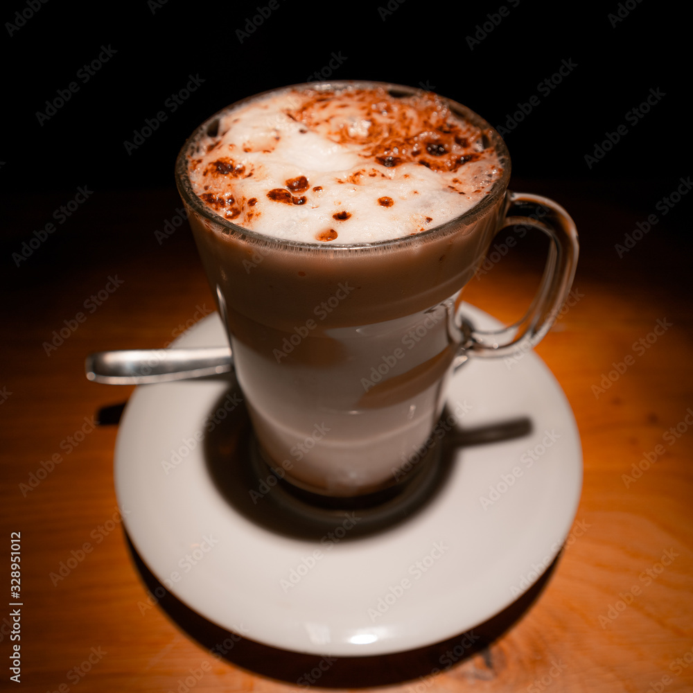 cup of milk chocolate with foam cup of milk chocolate with foam