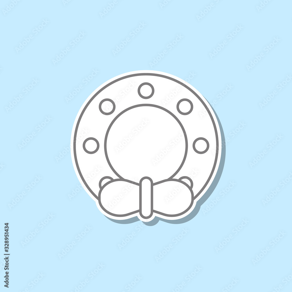 Christmas wreath sticker icon. Simple thin line, outline vector of web icons for ui and ux, website or mobile application Christmas wreath sticker icon. Simple thin line, outline vector of web icons for ui and ux, website or mobile application