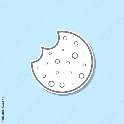 Bitten biscuits sticker icon. Simple thin line, outline vector of web icons for ui and ux, website or mobile application photo