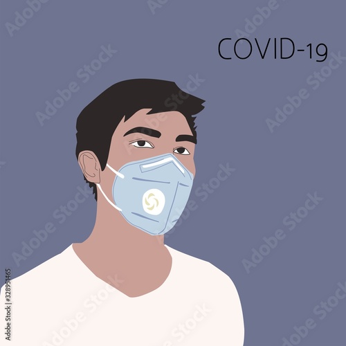 Man face in protection mask against coronavirus
