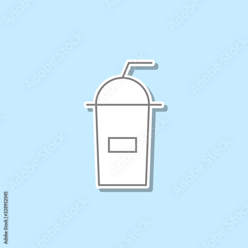 Silhouettes of plastic cup sticker icon. Simple thin line, outline vector of web icons for ui and ux, website or mobile application