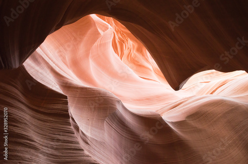The famous lower Antelope Canyon with a fish look-alike formation, Arizona, USA