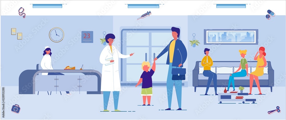 Medical Clinic Interior Background with People. Medical Clinic Interior Background with People.