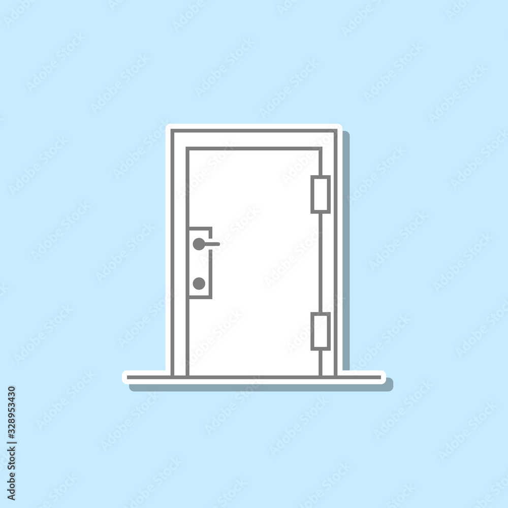 Door sticker icon. Simple thin line, outline vector of web icons for ui and ux, website or mobile application Door sticker icon. Simple thin line, outline vector of web icons for ui and ux, website or mobile application