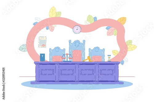 Judge Table in Courthouse View Inside Empty Place