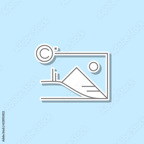 Copyrights to the picture sticker icon. Simple thin line, outline vector of web icons for ui and ux, website or mobile application