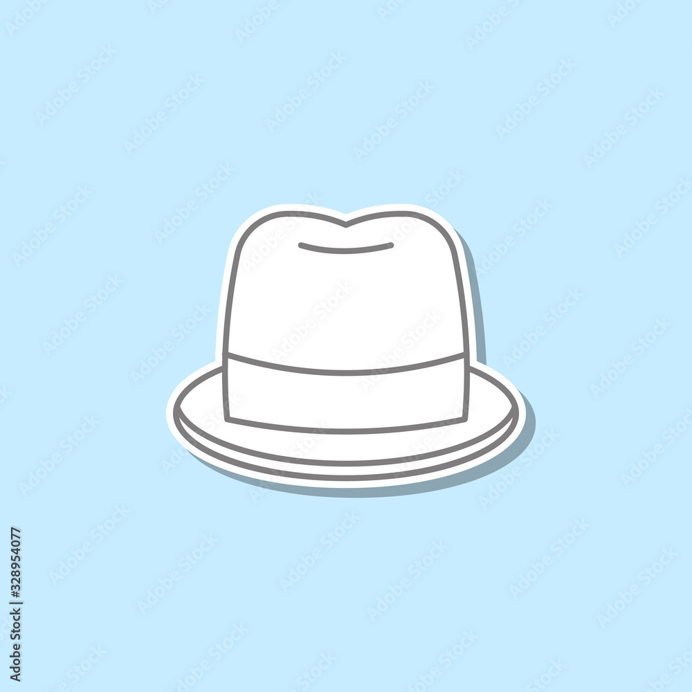 Hat sticker icon. Simple thin line, outline vector of web icons for ui and ux, website or mobile application Hat sticker icon. Simple thin line, outline vector of web icons for ui and ux, website or mobile application