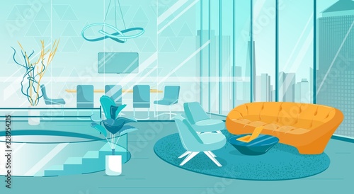 Modern Lounge Zone and Conference Hall in Office