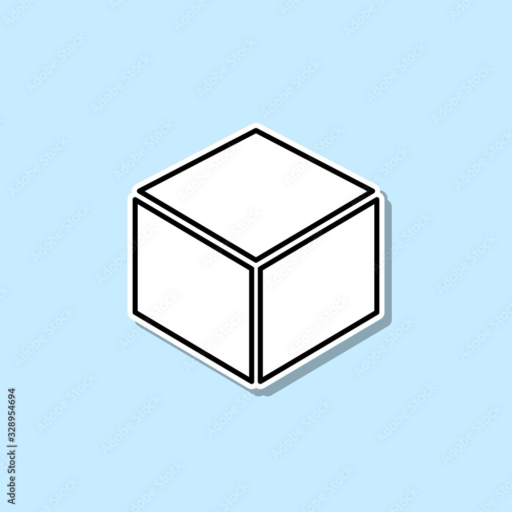Cube in layers sticker icon. Simple thin line, outline vector of web icons for ui and ux, website or mobile application Cube in layers sticker icon. Simple thin line, outline vector of web icons for ui and ux, website or mobile application