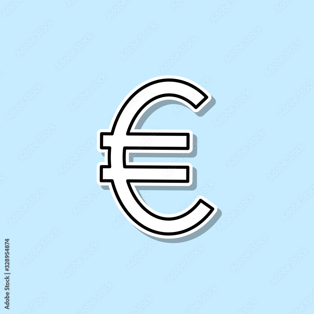 Obraz premium Euro sign sticker icon. Simple thin line, outline vector of web icons for ui and ux, website or mobile application
