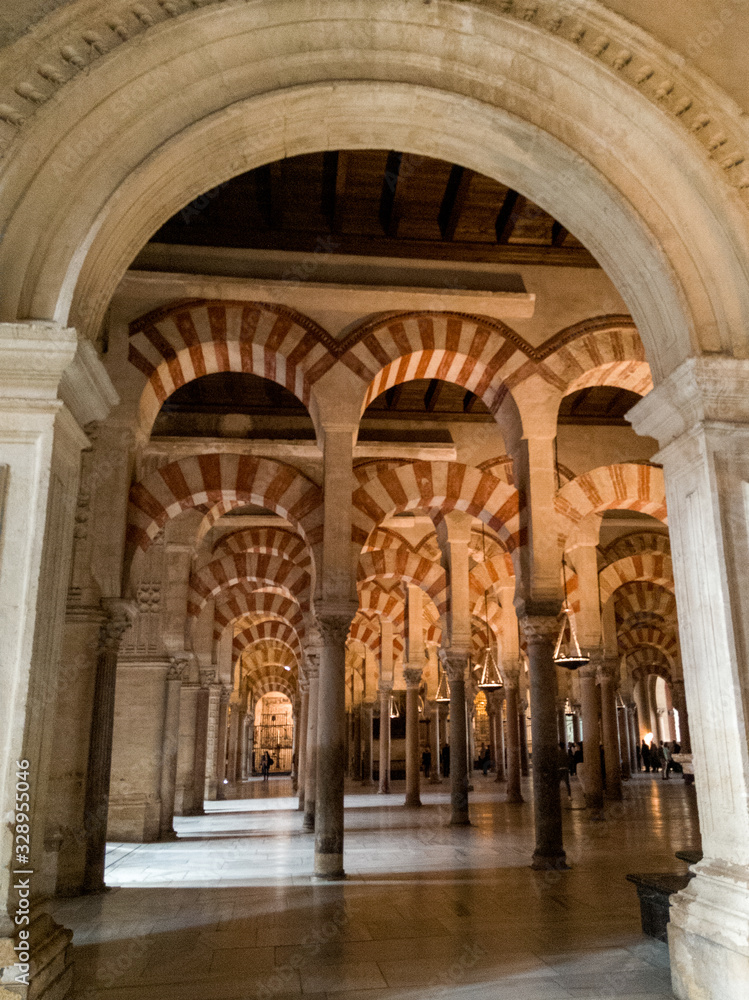 Archs and columns at the Cathedral of Córdoba, Spain