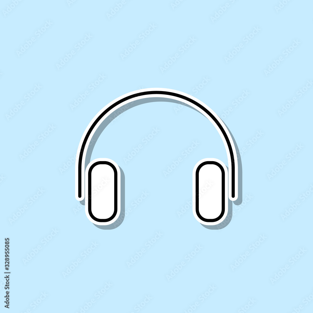 Headphones sticker icon. Simple thin line, outline vector of web icons for ui and ux, website or mobile application Headphones sticker icon. Simple thin line, outline vector of web icons for ui and ux, website or mobile application