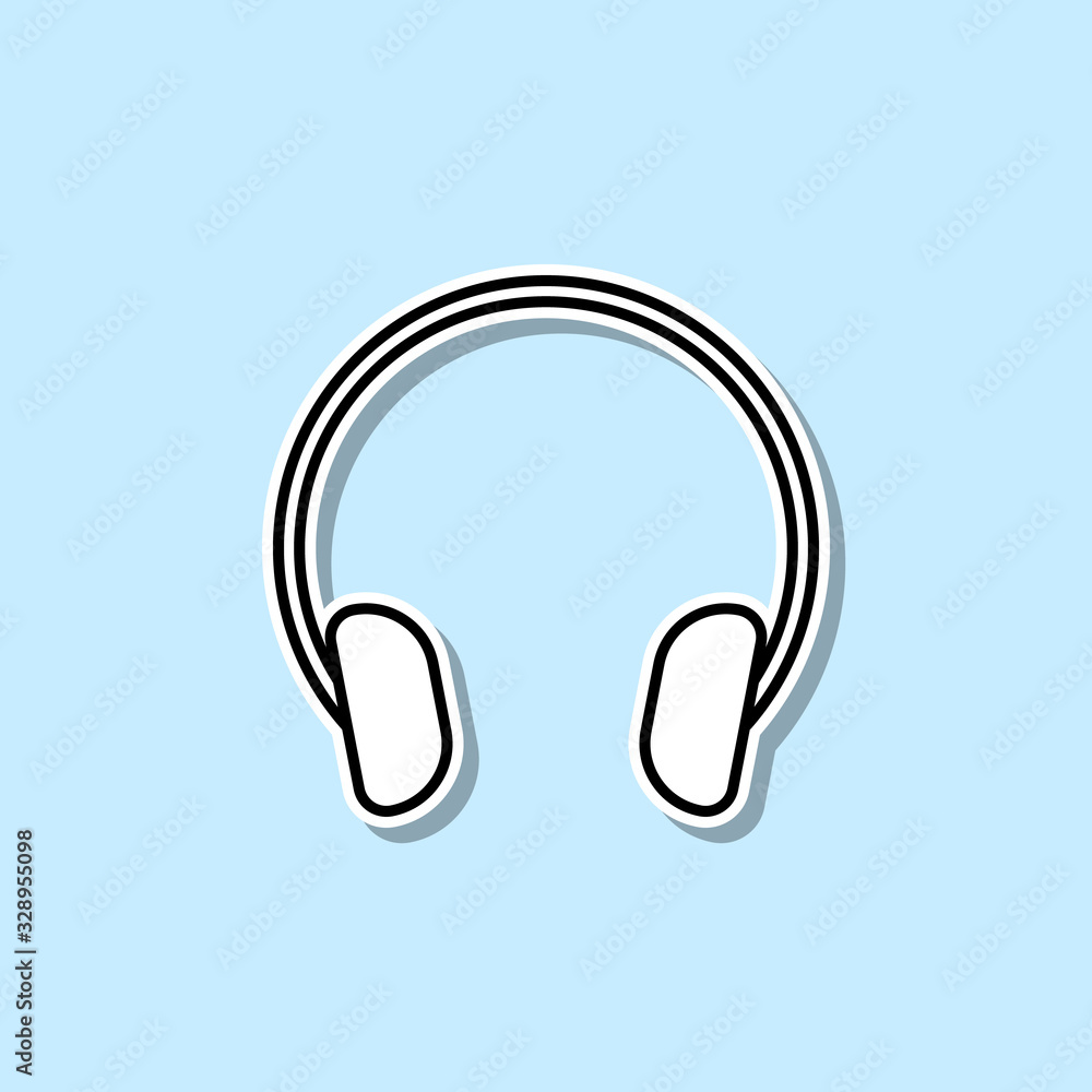 Headphones sticker icon. Simple thin line, outline vector of web icons for ui and ux, website or mobile application Headphones sticker icon. Simple thin line, outline vector of web icons for ui and ux, website or mobile application