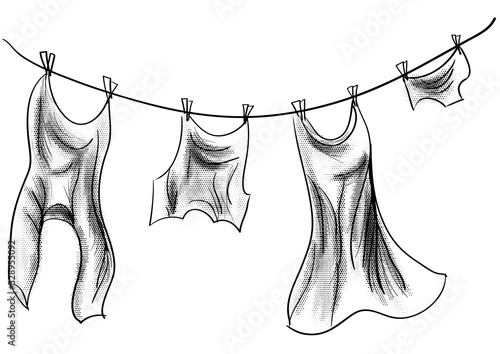  Clothes hanging on a rope