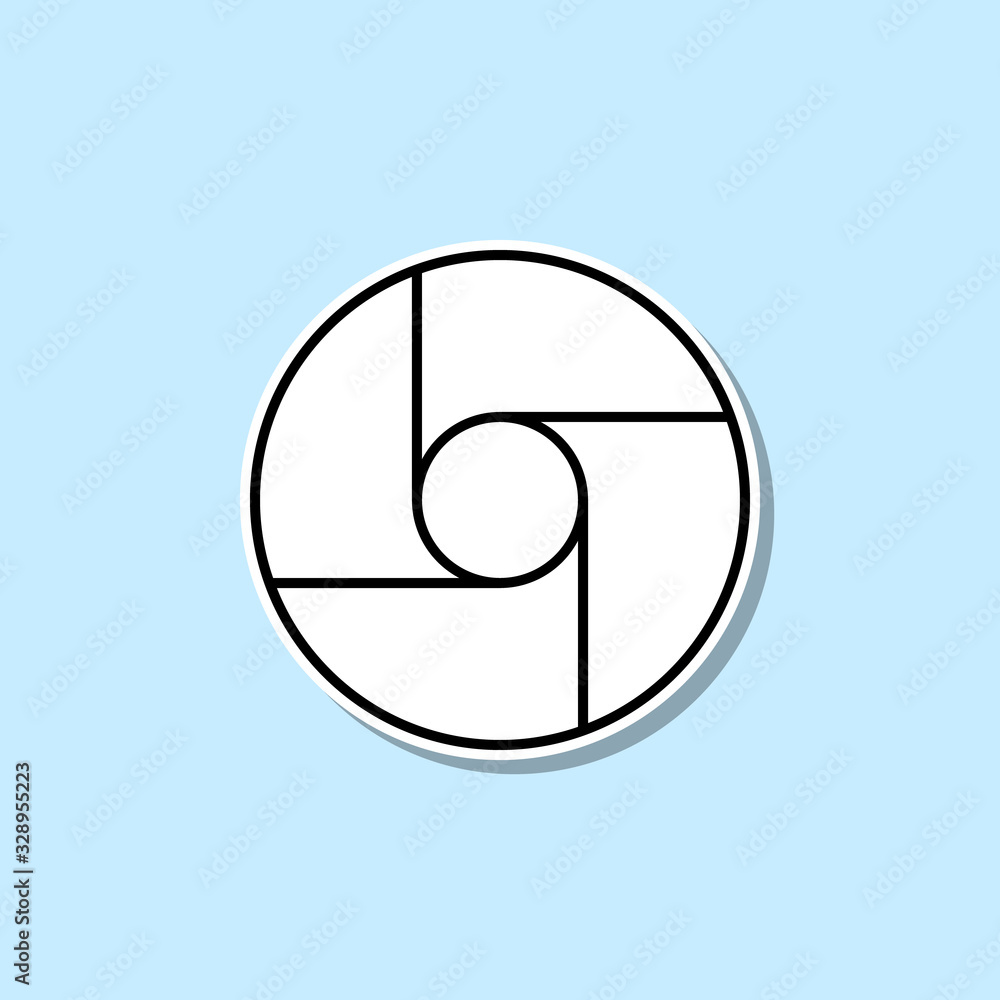 Camera focus sticker icon. Simple thin line, outline vector of web icons for ui and ux, website or mobile application Camera focus sticker icon. Simple thin line, outline vector of web icons for ui and ux, website or mobile application