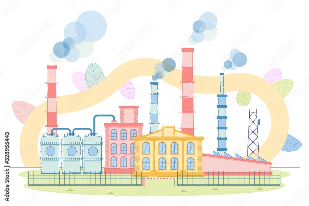 Naklejka premium Industrial Zone with Factory Plant Building Design