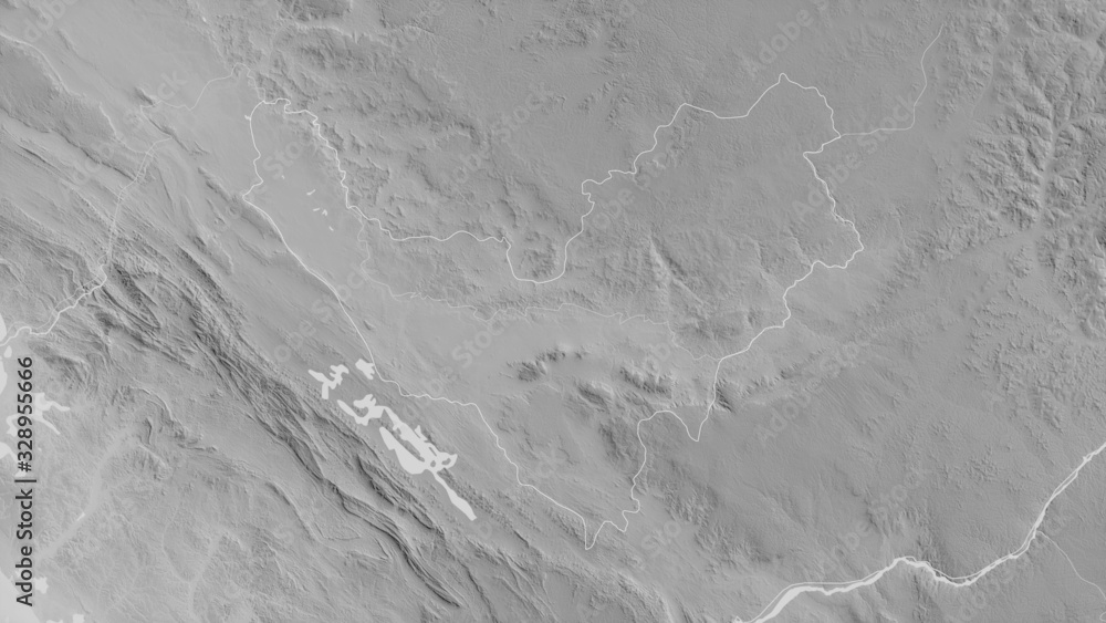 Bouenza, Republic of Congo - outlined. Grayscale Bouenza, Republic of Congo - outlined. Grayscale