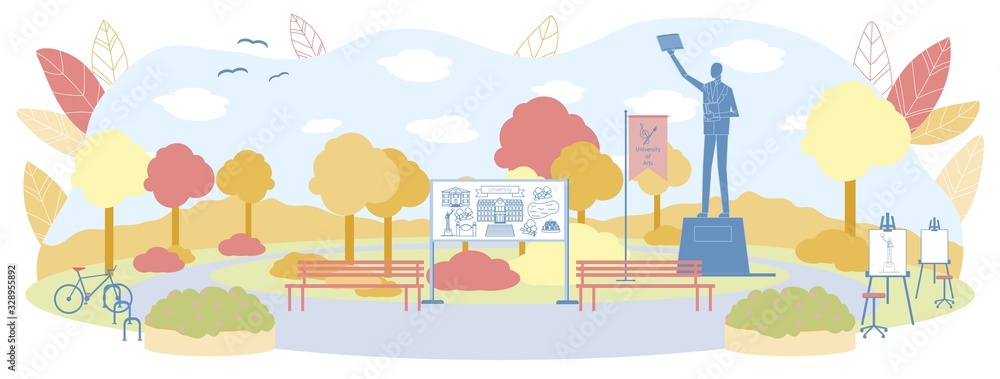 Empty Yard and Park Area of University Vector Empty Yard and Park Area of University Vector