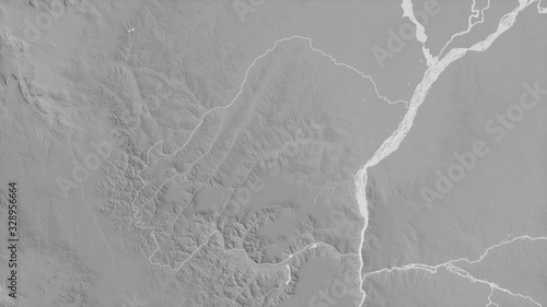 Plateaux, Republic of Congo - outlined. Grayscale