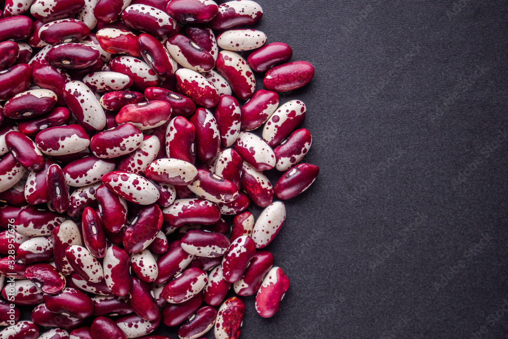 fresh organic natural beans on black background