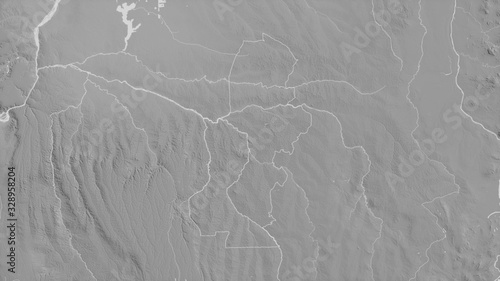 Kasaï, Democratic Republic of the Congo - outlined. Grayscale photo