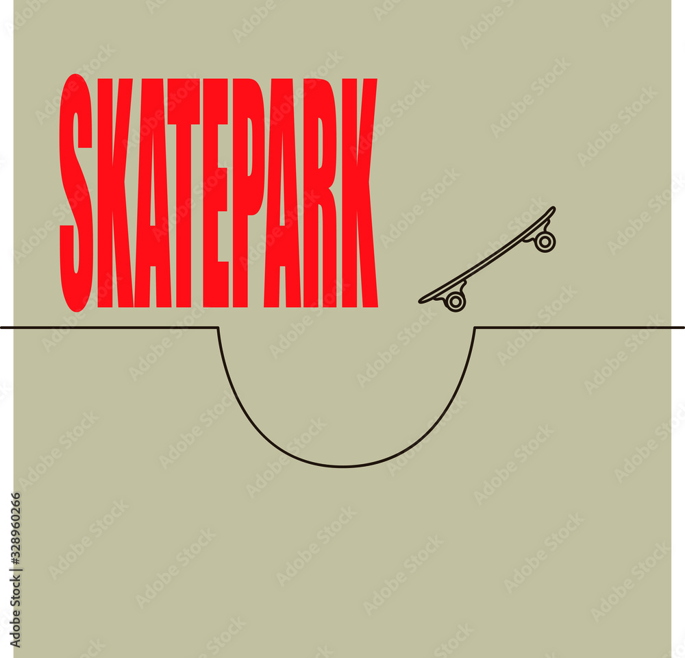 vector illustration skatepark concept art lettering Stock Vector ...