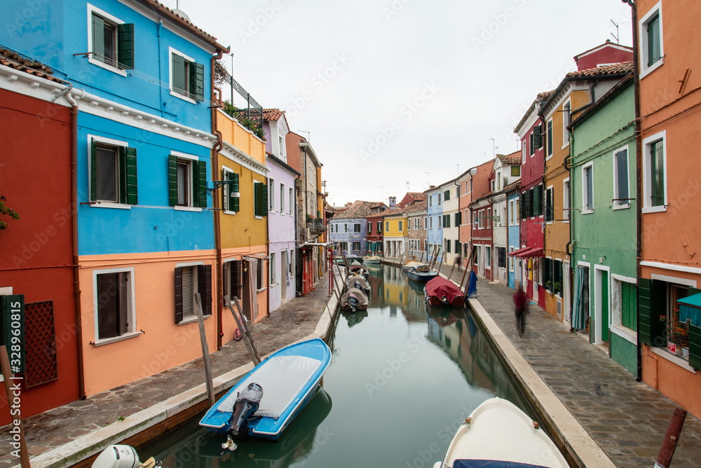Colorful Houses at the Rio Pontinello on Burano Island, Venice/Italy