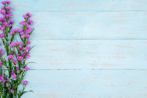 Gerbera flower with copy space on wooden background