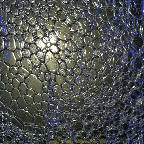 Multi-colored foam on glass