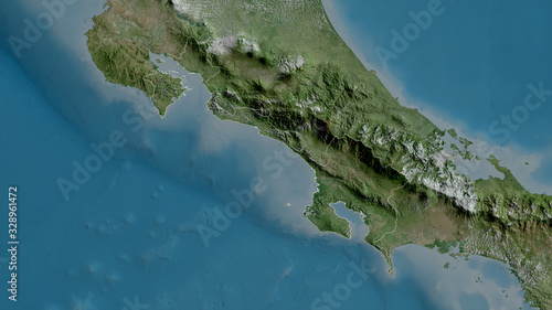 Puntarenas, Costa Rica - outlined. Satellite