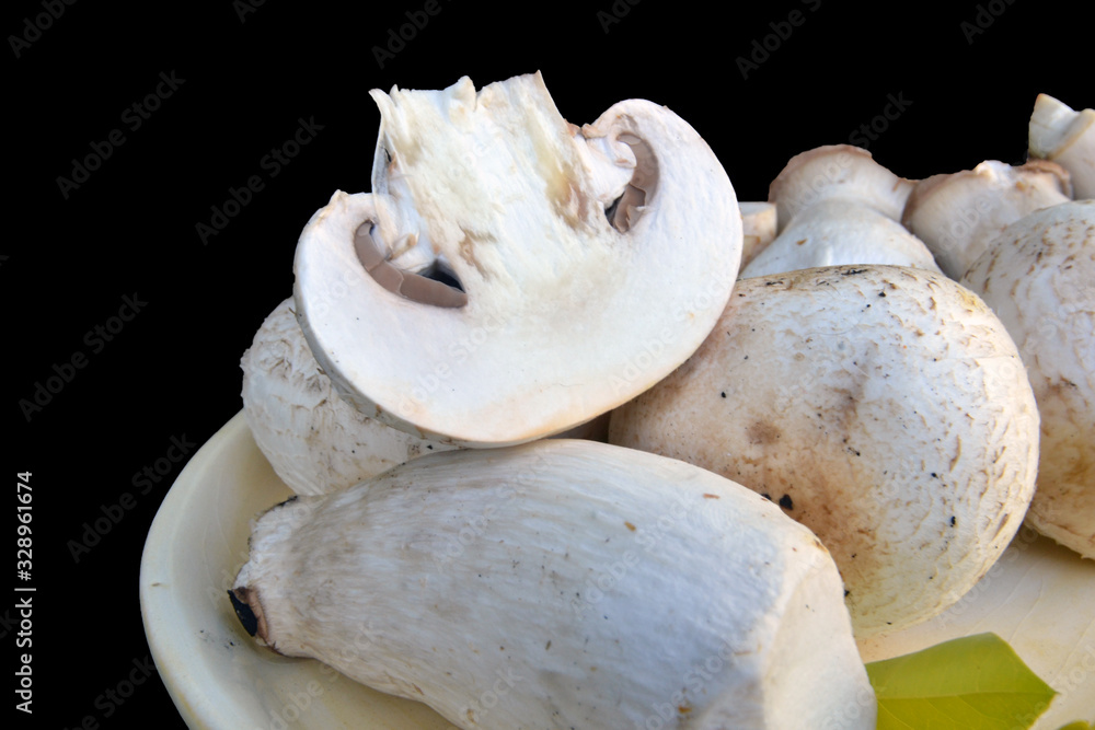 Fototapeta premium assorted mushrooms isolated on black background