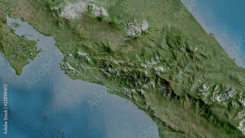 San José, Costa Rica - outlined. Satellite