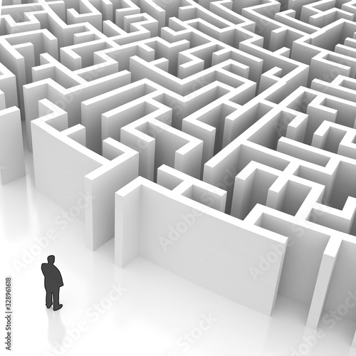 Maze concept  challenge and human choices theme. Original 3d rendering