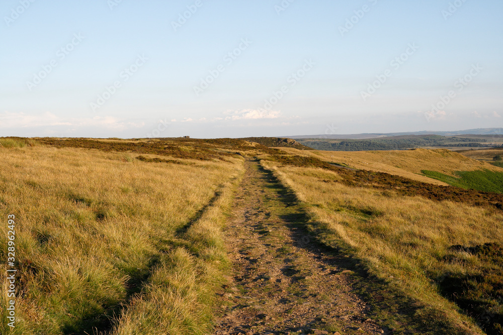 Footpath at Stanage Edge, Derbyshire Peak District England