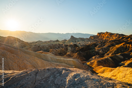 Red Canyon  Manly Beacon  sunset. Zabriskie Point Loop in Death Valley National Park  California