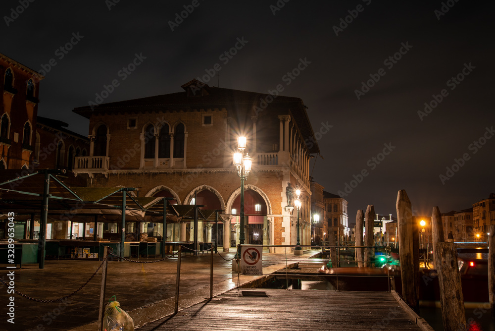 Rialto Market Hall at Night, Venice/Italy