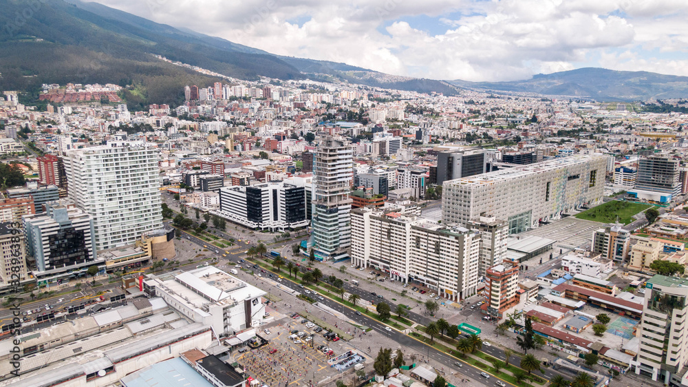Aerial view of Quito city Ecuador