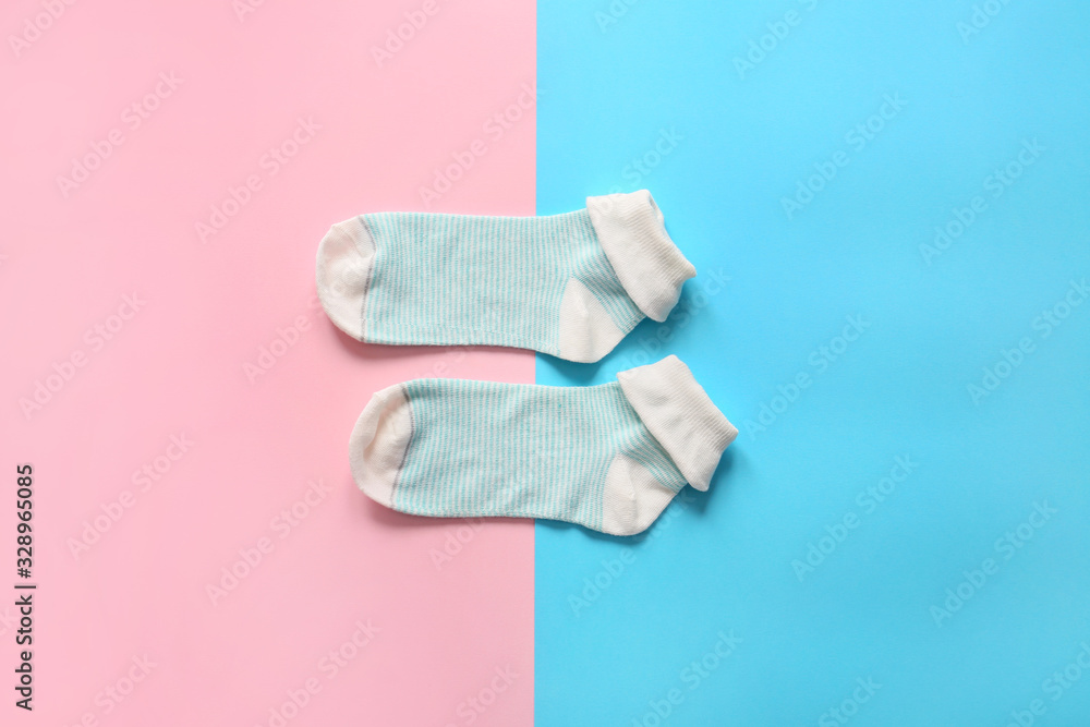 Cotton socks on color background Cotton socks on color background